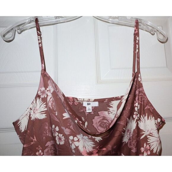 BP.  Women's Sz L Brown Floral Drape Neck Mini Sundress Dress - Picture 3 of 9